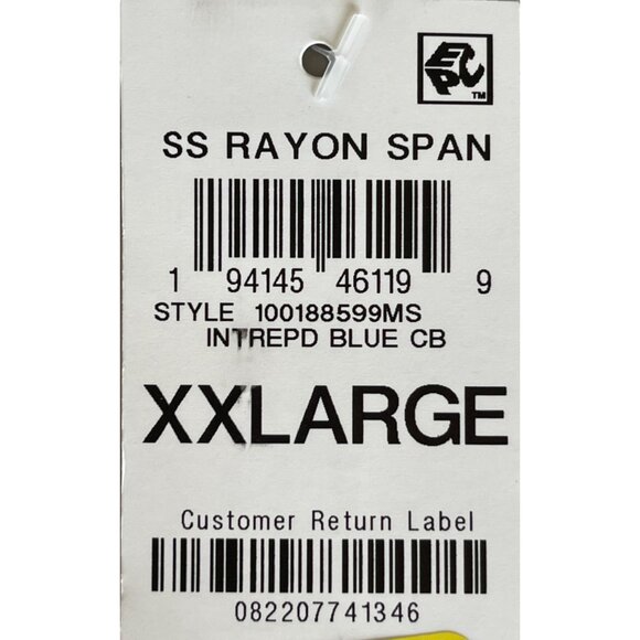 JM Collection Navy & Aqua Geometric Print Top With Sheer Ruffle Hem V-Neck - Picture 8 of 8